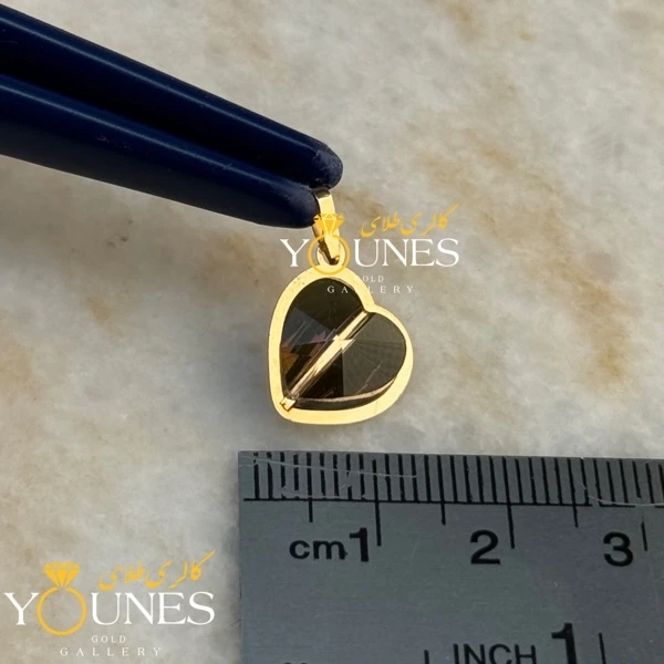 آویز طلا سواروسکی قلبی خاکستری تیره